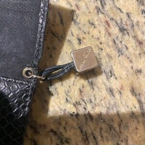 Black Textured Clutch with Silver Accent